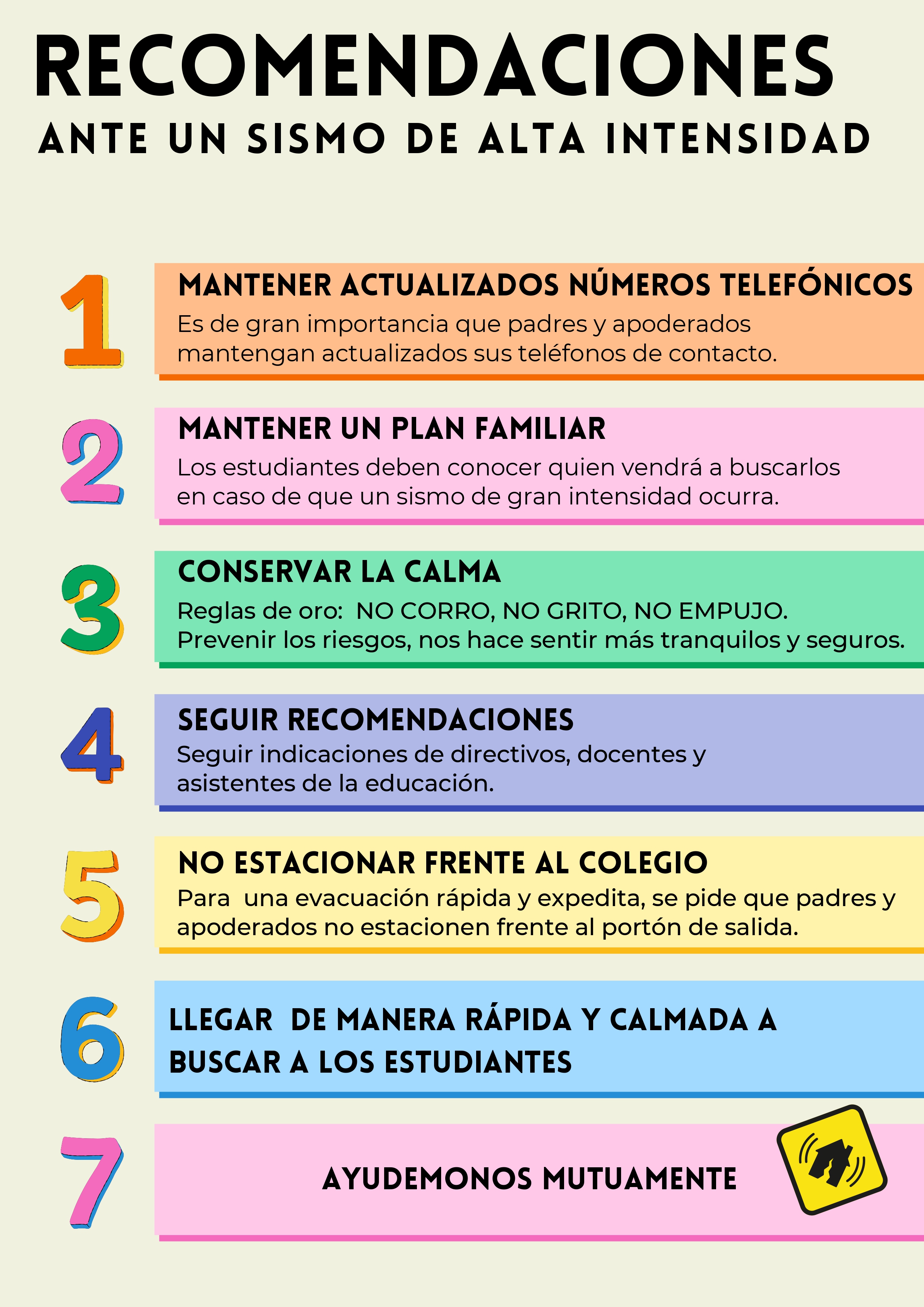 Recomendaciones ante un sismo de alta intensidad